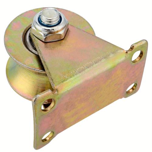 set of 3 u shaped pulleys featuring rigid casters with brackets designed for sliding gate rollers suitable for inverted tracks rolling gates and wire rope rails