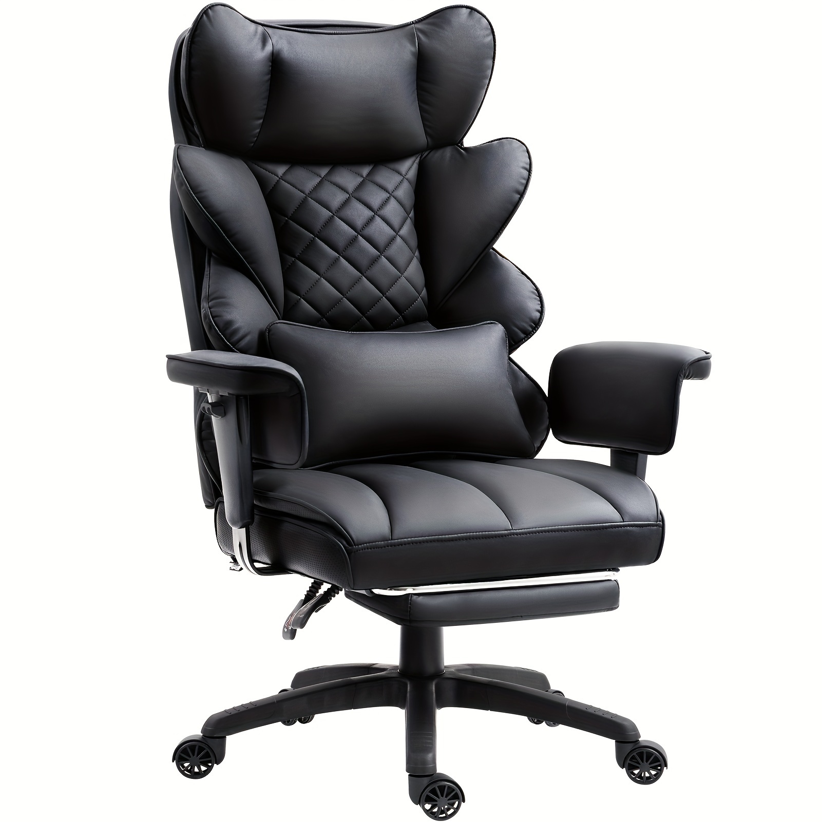 

Dowinx Big And Tall Office Chair With Pocket And Lumbar Support, High Back Computer Gaming Chair With Adjustable Armrests, Chair With Footrest