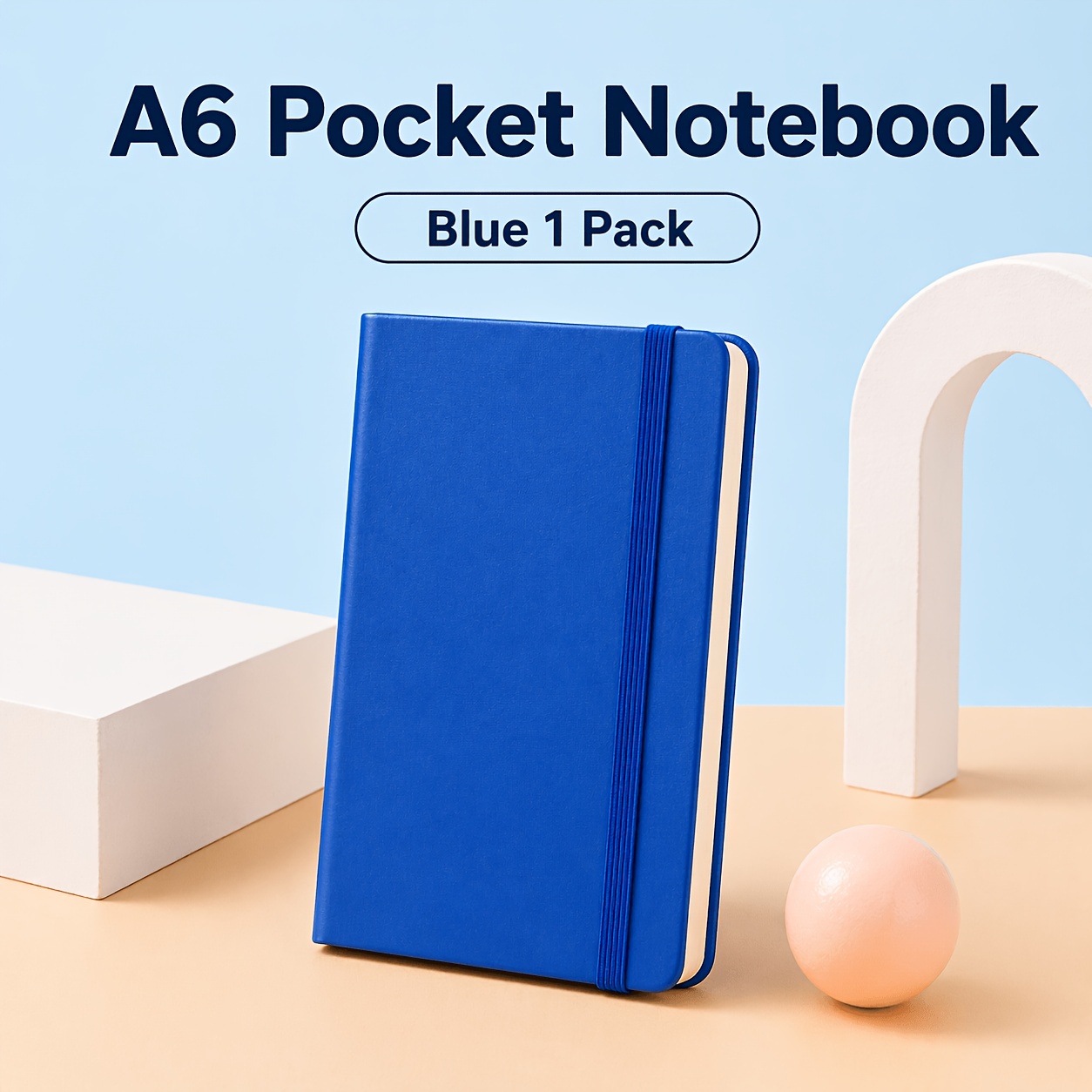 Image of Pocket Hardcover Notebook A6, 84 Sheets Thick Creamy Paper, Premium Pu Leather Cover, 8 Colors , Lined Journal With Elastic Closure For Writing Journaling Office School