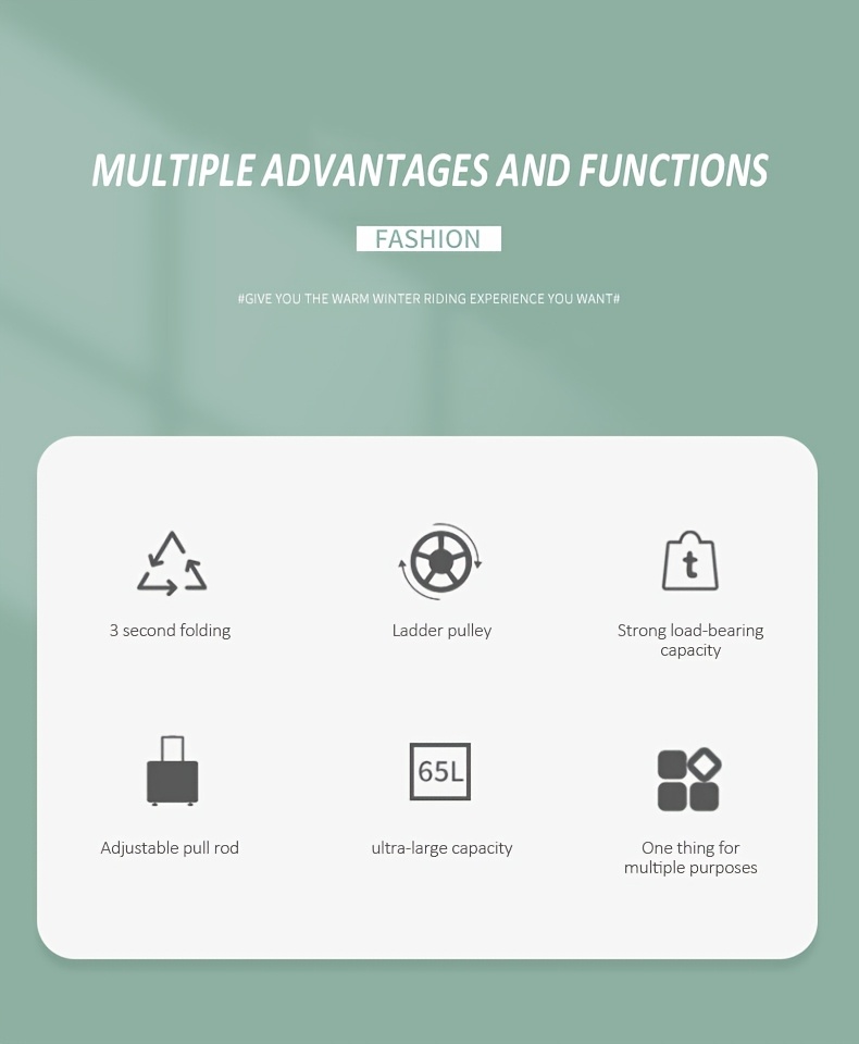 45l 50  style   with 4 wheels 8 wheels foldable shopping baskets and trolleys with magnetic extended covers and trolleys with adjustable angle telescopic handles suitable for shopping camping and gardening Product details 1