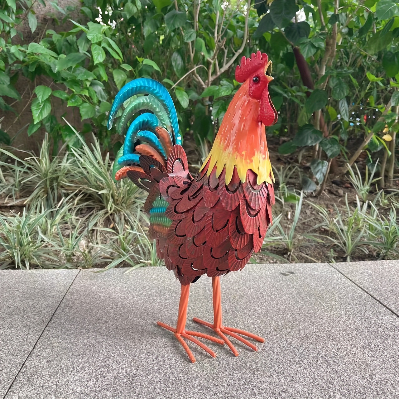 

Lawn Iron Rooster Decoration Ornament Outdoor Poultry Rooster Model Gift