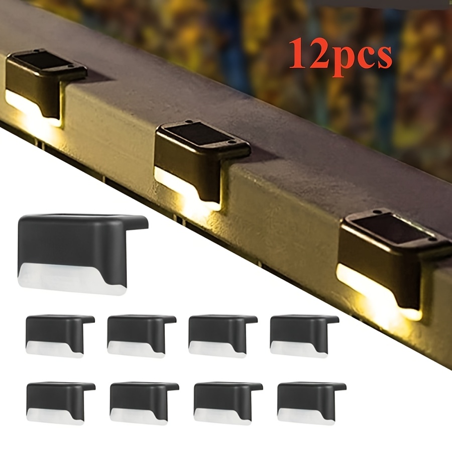 12pcs Solar Outdoor Deck Lights, Step Lights, Fence Lights, Ip44, Suitable For Gardens, , Fences, , Stairs, Swimming Pools Lighting, Halloween And Christmas Festive Atmosphere Lights