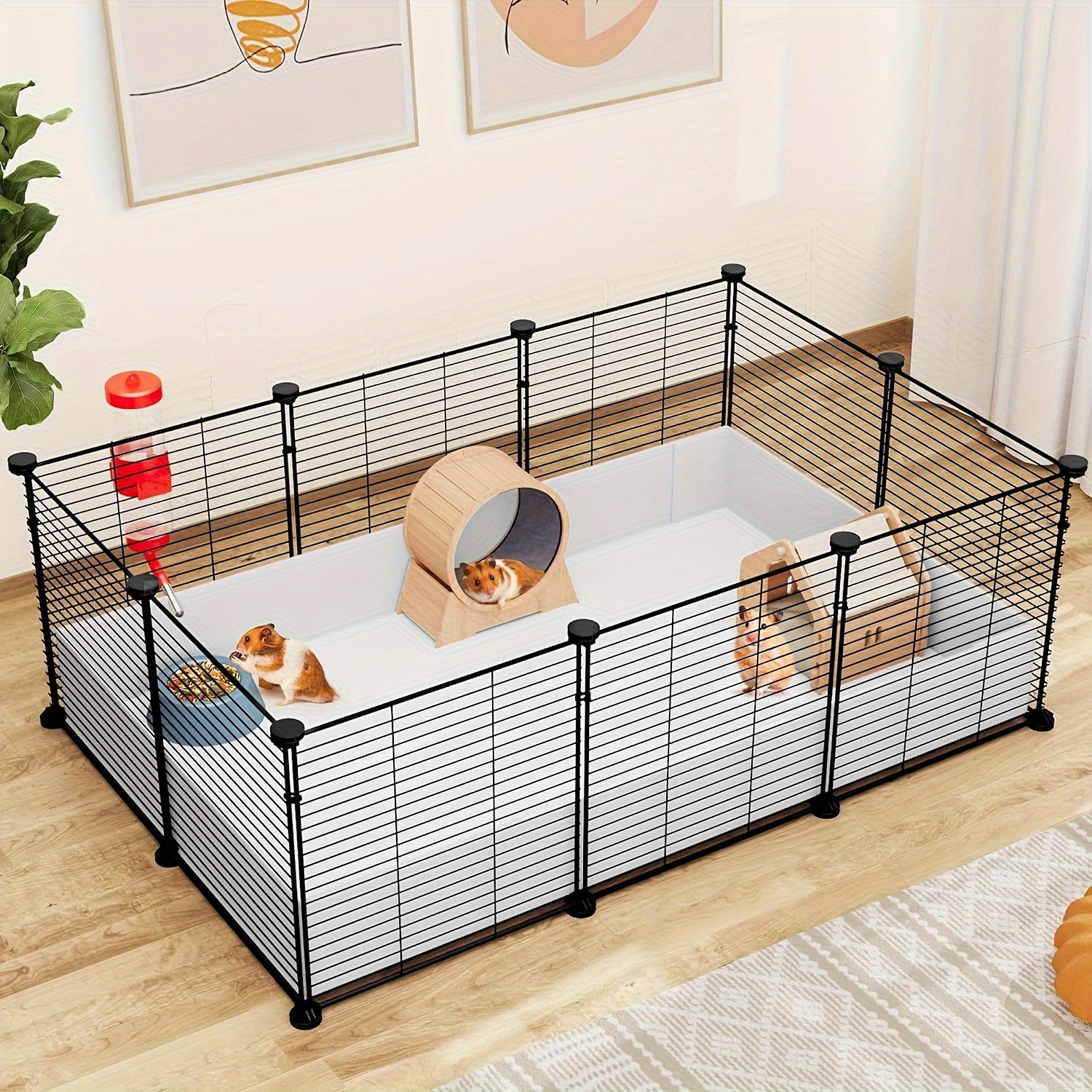 

Yarsca 16pcs Pannels Guinea Pig Cage, Indoor C&c Small Animal Cage With Waterproof Plastic Liner, 3x2 Playpen For Bunny, Chinchilla And Hamster, Habitat Fence With Diy