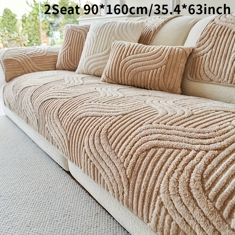 TEMU A Plush Non-slip Sofa Cushion Cover: , Pet-proof, Breathable, Decor For Living Room, Bedroom, Or Office.