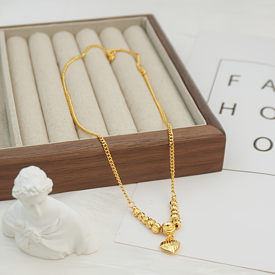 24k gold plated golden plated heart pendant necklace women Temu