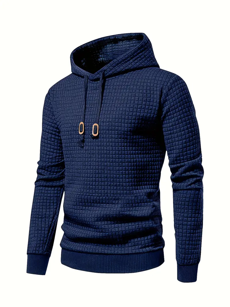 Navy Blue Men'S Casual Long Sleeve Hoodie with Letter Print