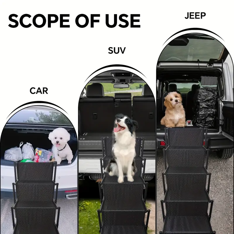 dog stairs for car foldable dogramps for large dogs with non slip surface portable dog steps for cars suv truck support up to 200 lbs Product details 3