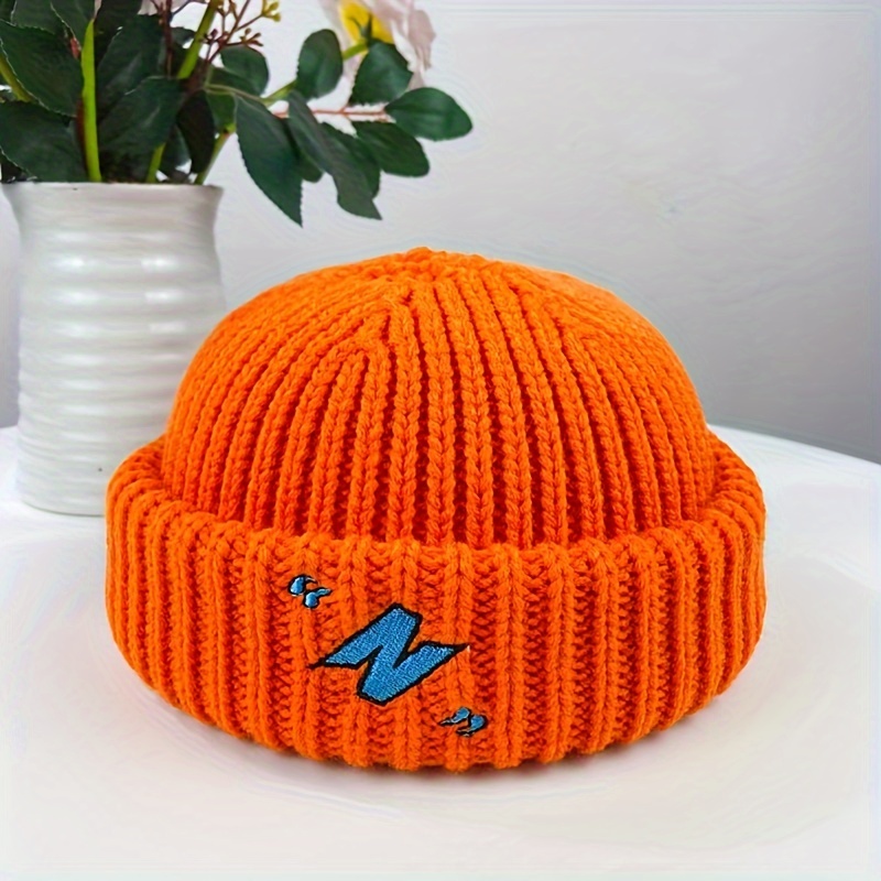 TEMU Bonnet d'hiver chaud en pour hommes - Style , lavable en machine, broderie, manchon à enrouler unisexe tendance