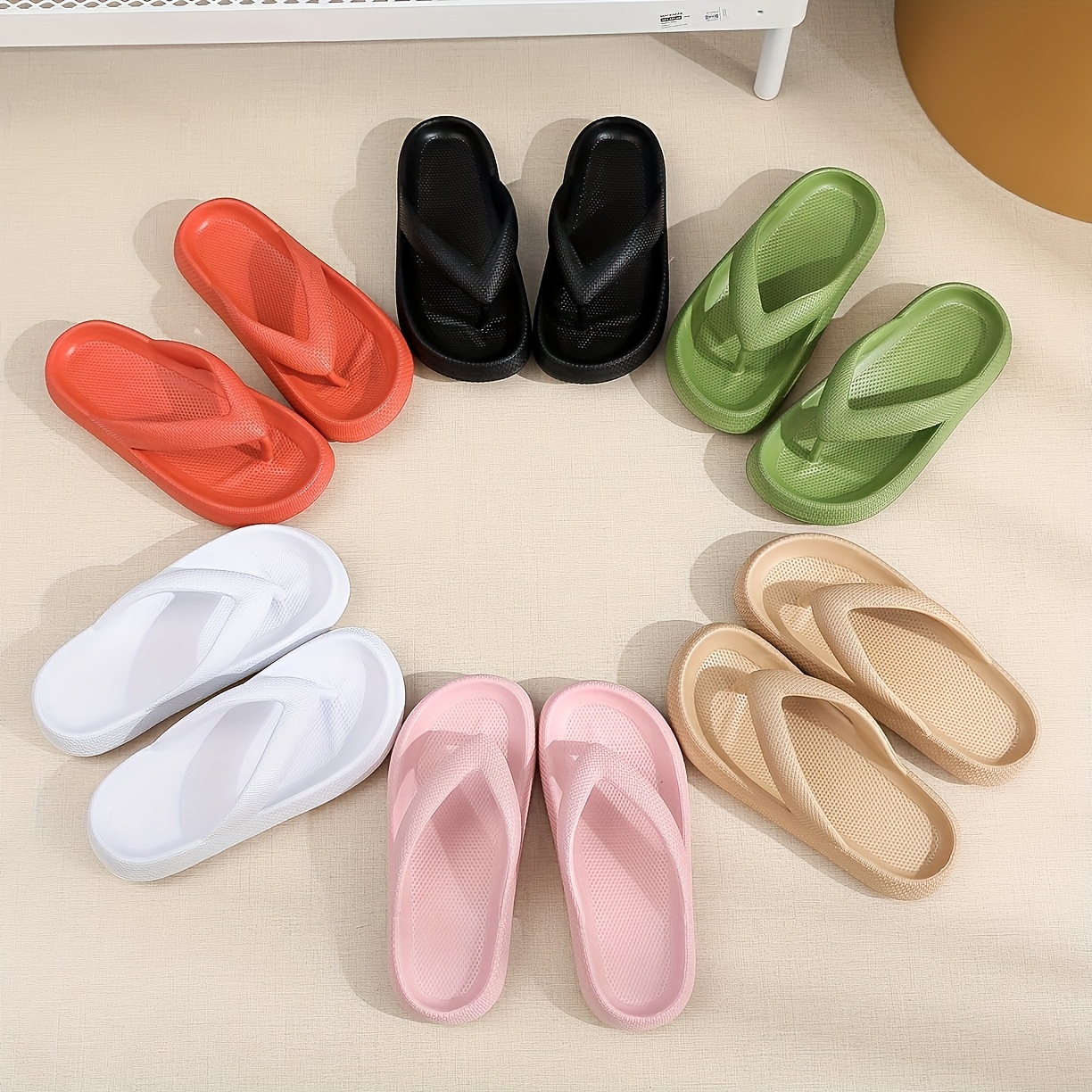 solid color eva flip flops minimalist soft sole non slip pillow slippers indoor outdoor vacation   Product details 0