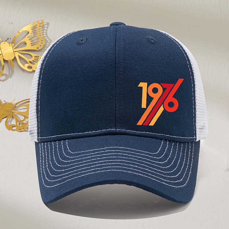 TEMU Cappellino da baseball 1976 con in rete colorata stampata con lettere, cappello in rete per esterni, cappello estivo sportivo da esterno con