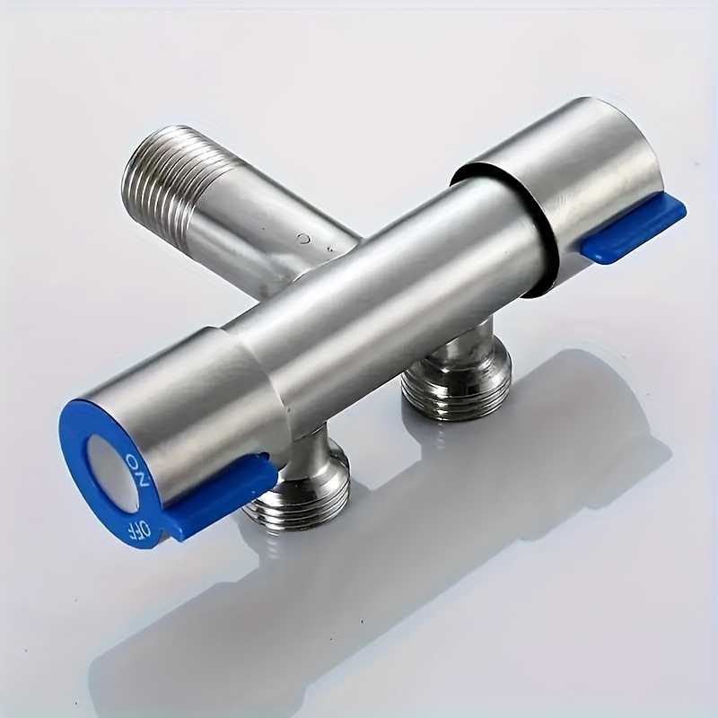 1pc 304 Stainless Steel Angle Valve - 1 In, 2 Out, G1/2 Interface For Kitchen & Bathroom