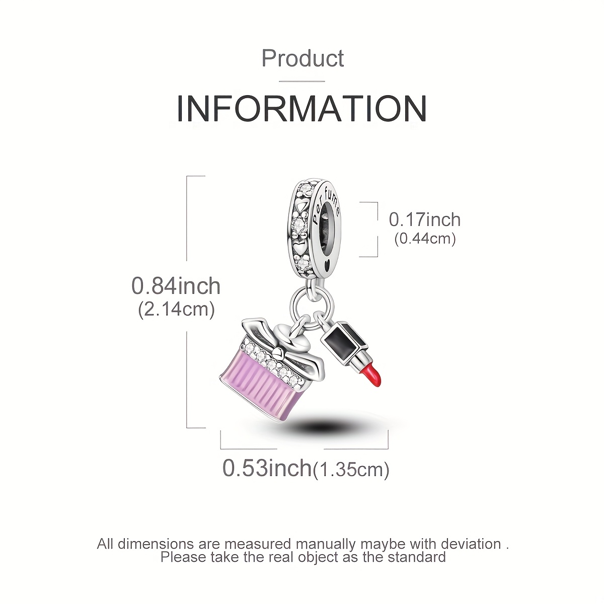 925 Silver Bow Perfume Bottle Lipstick Charms for Bracelet Necklace