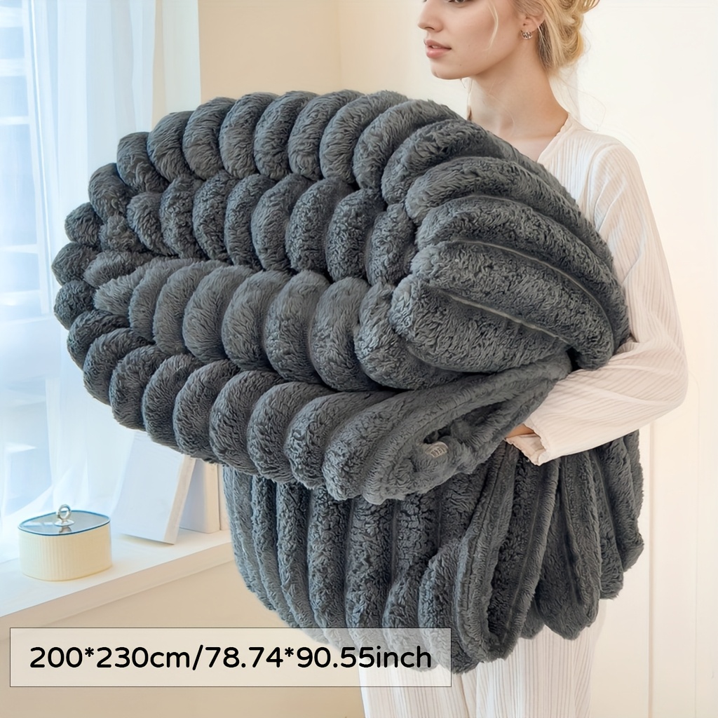 1 unidad, Manta Suave y Cálida de Terciopelo/Forro Polar de Leche, Estilo Moderno de Lujo Ligero, Lavable a Máquina, Felpa de Imitación de Piel de Conejo, Adecuada para Todas las Estaciones, Ideal para Usar en Camas, Sofás, Camping, Etc.