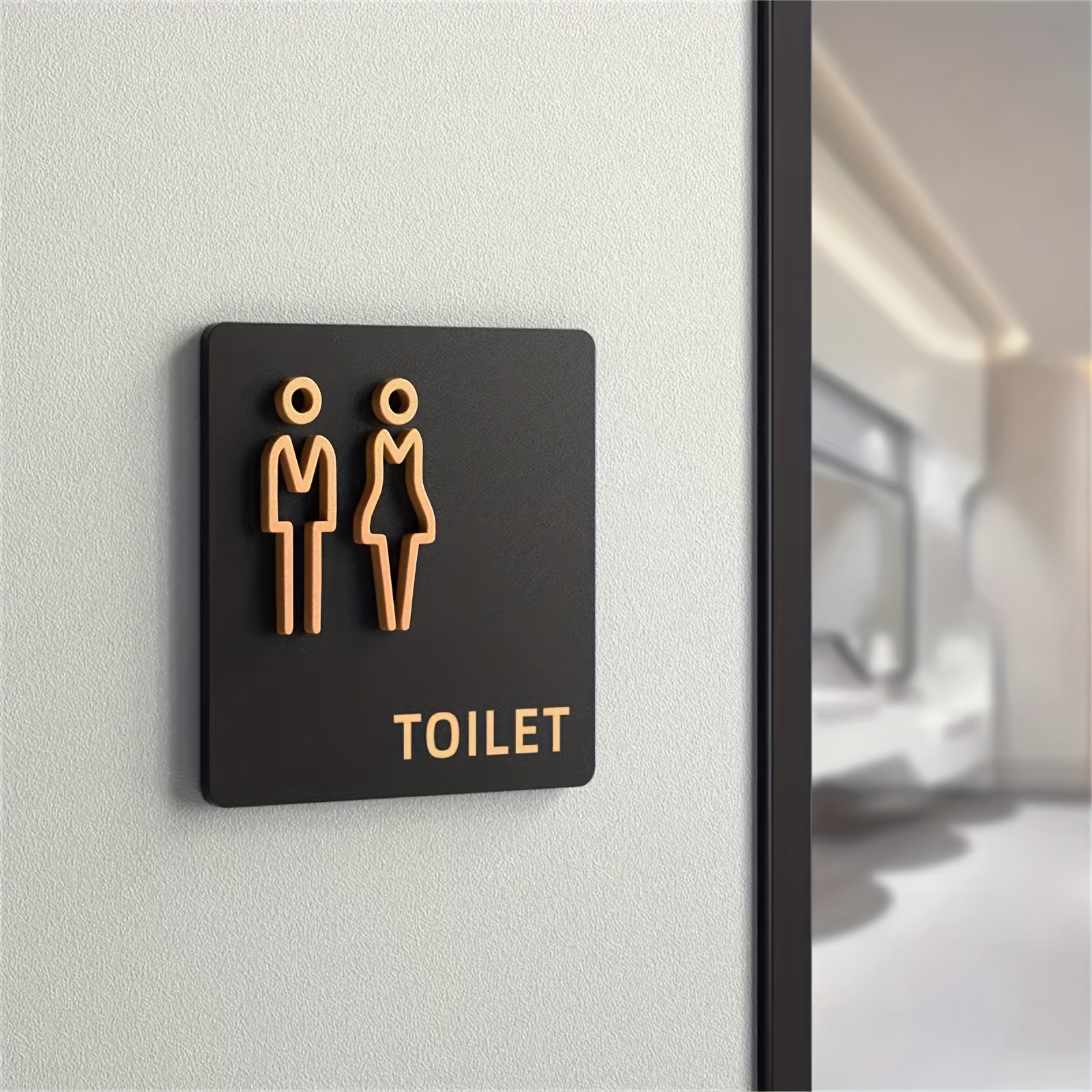 E-shop 1 Stück Acryl-Badezimmer-Schild, Klebefläche für Türmontage, Kunststoff-Oberflächenbefestigung, Herren/Damen WC-Symbol, Badezimmernachweisung,