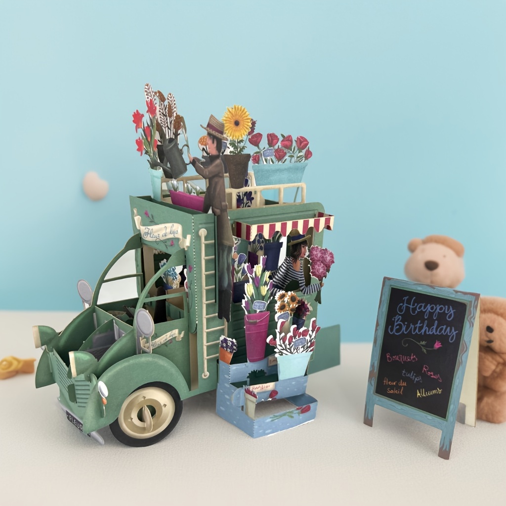 TEMU 1pc Of Float Greeting Card, 3d Birthday Greeting Card, Exquisite Holiday Greeting Card, Three-dimensional Card, Creative Commemorative Card,