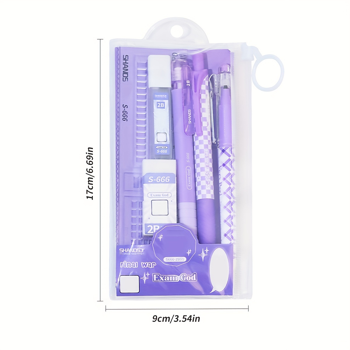 6pcs/set S666 Examination Stationery Set, Pencil And Rubber Ruler For The  College Entrance Examination For Students - Gel Pens - AliExpress