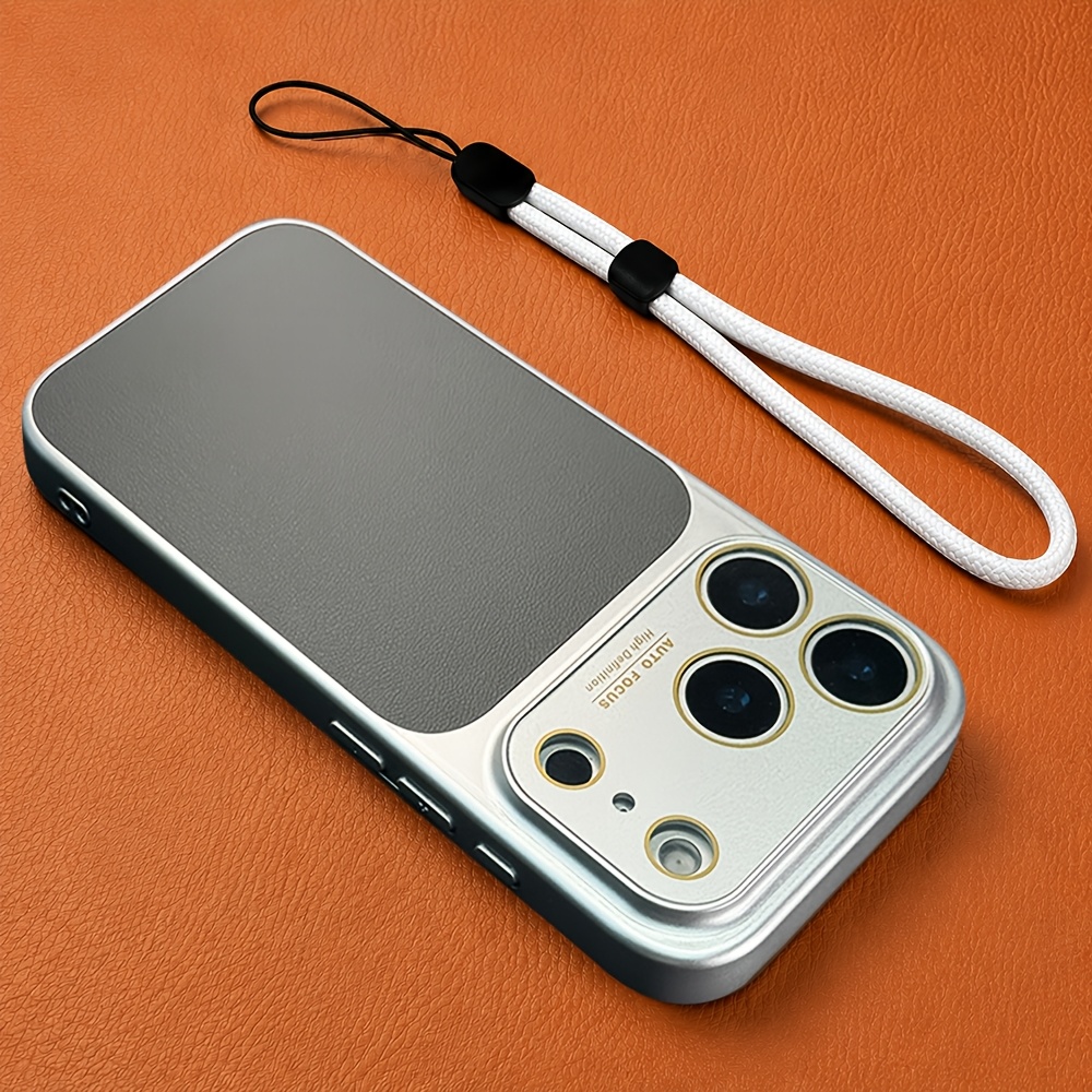 TEMU Phone Case - Luxury (1 Case And 1 Lanyard) Artificial Leather Instant Upgrade To 17 Series Orange Phone Case Compatible With For Iphone 17 16 15