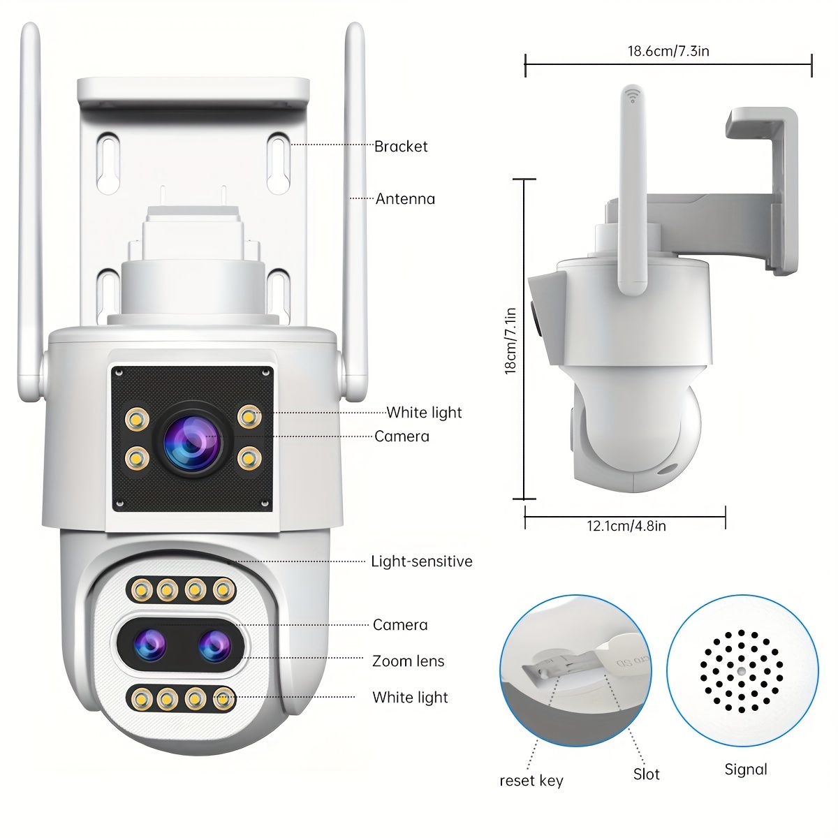 smart 5k   security camera with   night vision intelligent tracking intercom remote control via app dual 5mp screens wi fi enabled details 4