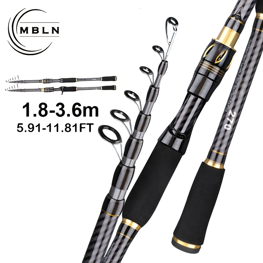 Canne à Pêche Télescopique Ultra Légère 7 Sections – 150 Cm – 65 G – En Carbone – Puissance UL – Pour Leurres 0,9g à 1/4 Oz – Compacte 35 Cm
