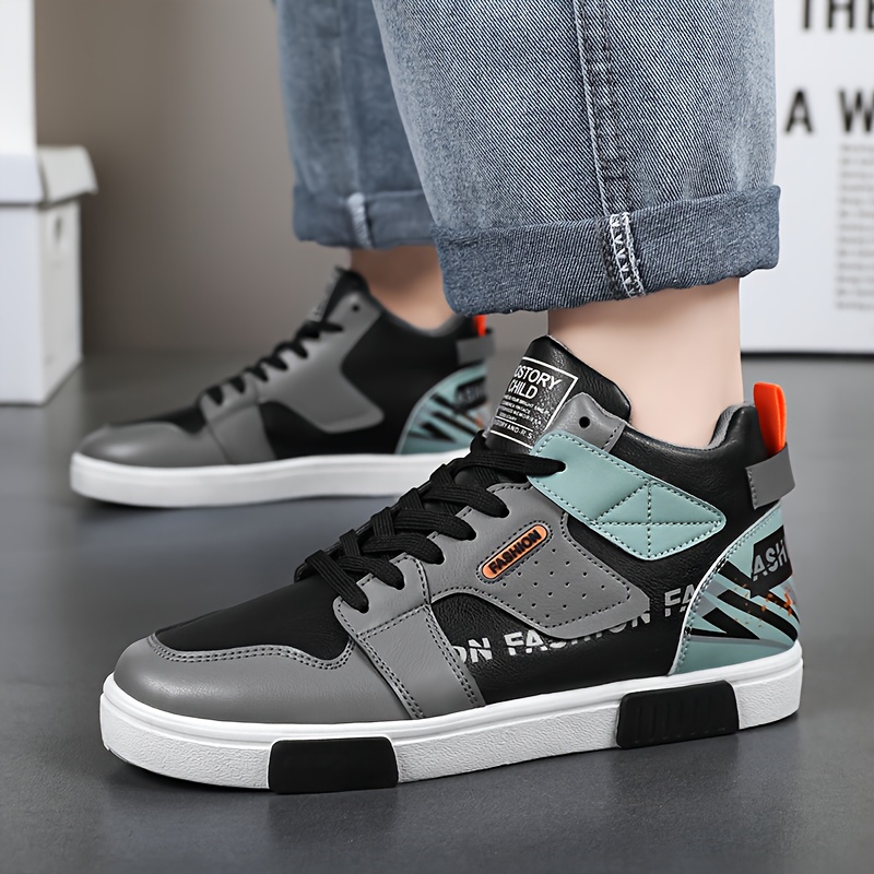 Zapatillas de skate de media caña con bloques de color a la moda para hombre, con una suela suave, duradera y ligera, perfectas para deportes y running. Zapatillas casuales de moda que son cómodas e ideales para primavera y otoño.