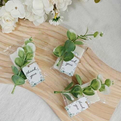 30pcs scented soap bars with thank you cards mini eucalyptus leaf design for weddings bridal showers baby showers anniversaries birthday party favors elegant plastic soap packs soap gift
