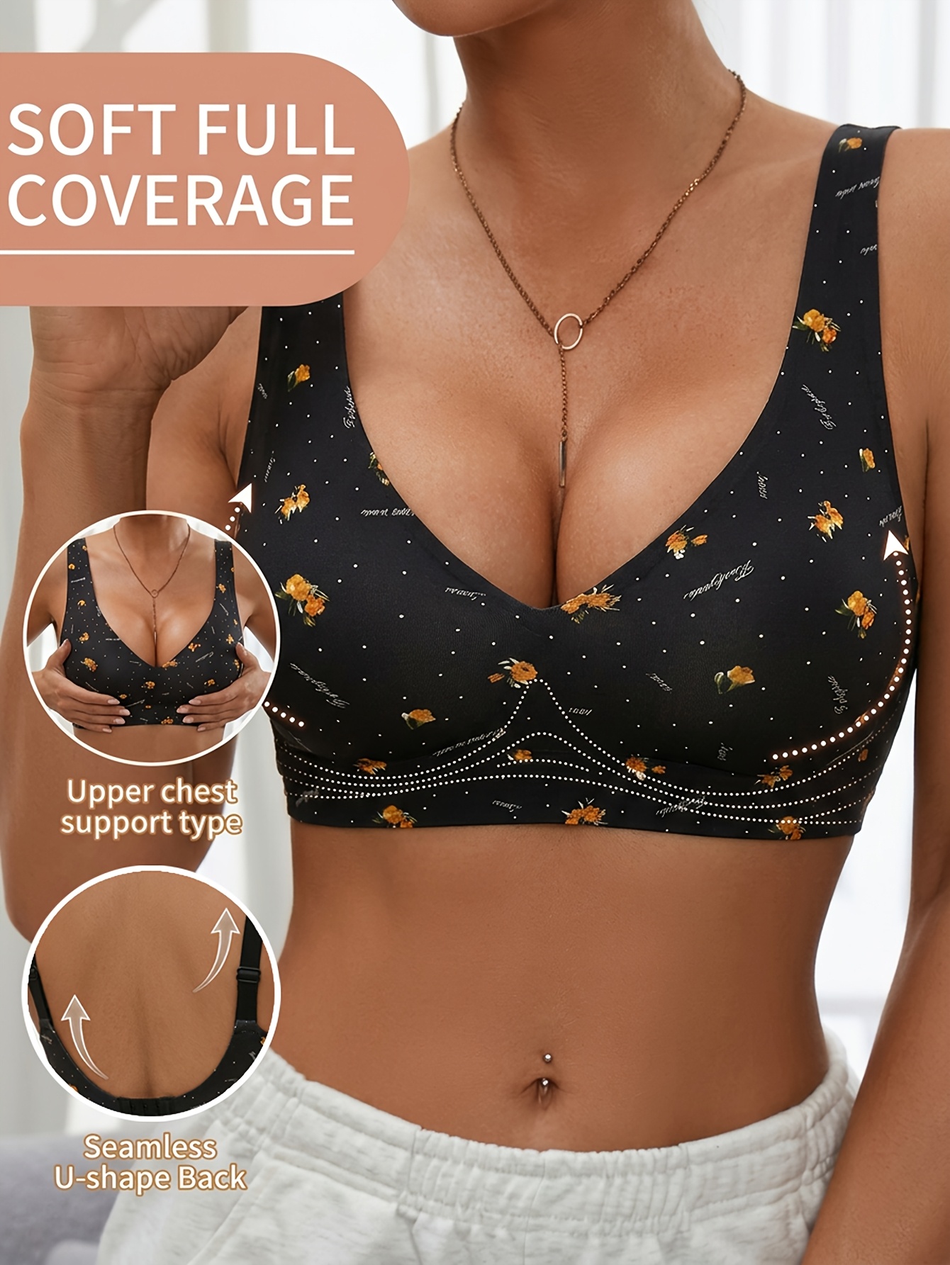 Women's 2pc Wireless Push-up Bra Set, Comfortable Jelly Gel