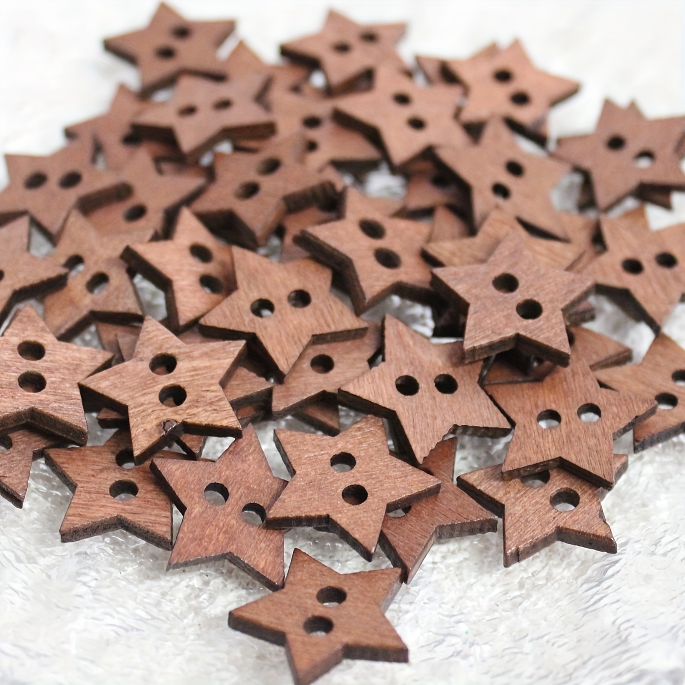 

50pcs Wooden Star Buttons For Diy Crafts - Coffee Brown, Sewing Accessories For Clothing, Scarves, Hats - Creative Decorative Wood Button Pack