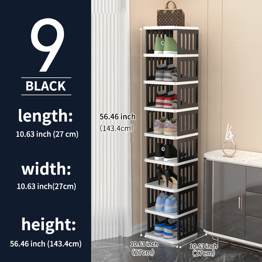 

9 Tier Narrow Entry Shoe Rack Plastic Vertical Shoe Rack Space Saving Freestanding Shoe Rack Storage Rack Closet Hallway Freestanding Storage Shoe Rack, Holiday Gift