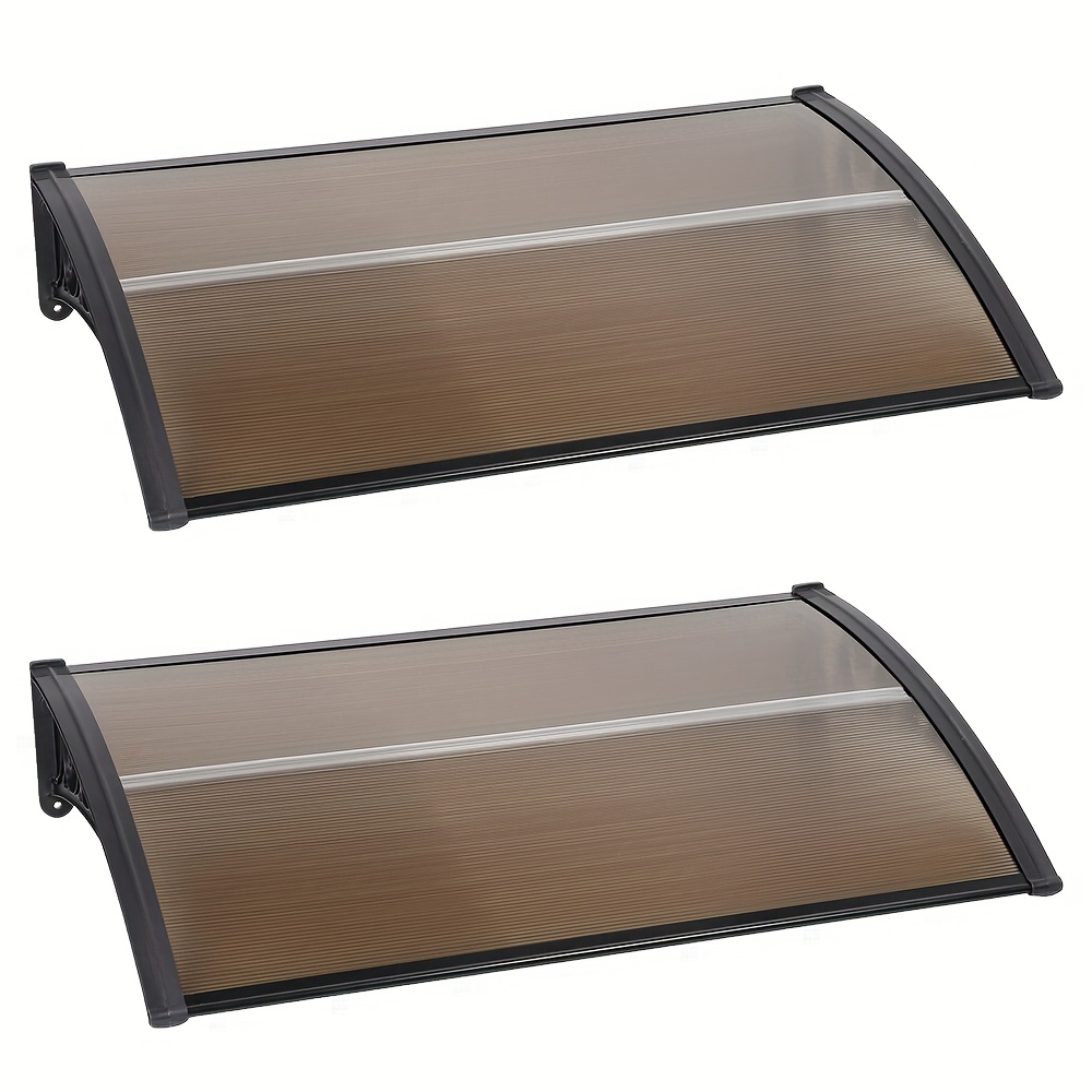 Set Of 2 Uv-resistant Window Awnings Measuring 60x100cm - Polycarbonate Sunshade Featuring A Black Polypropylene Frame, Suitable For Covering Doors And Windows (certified)