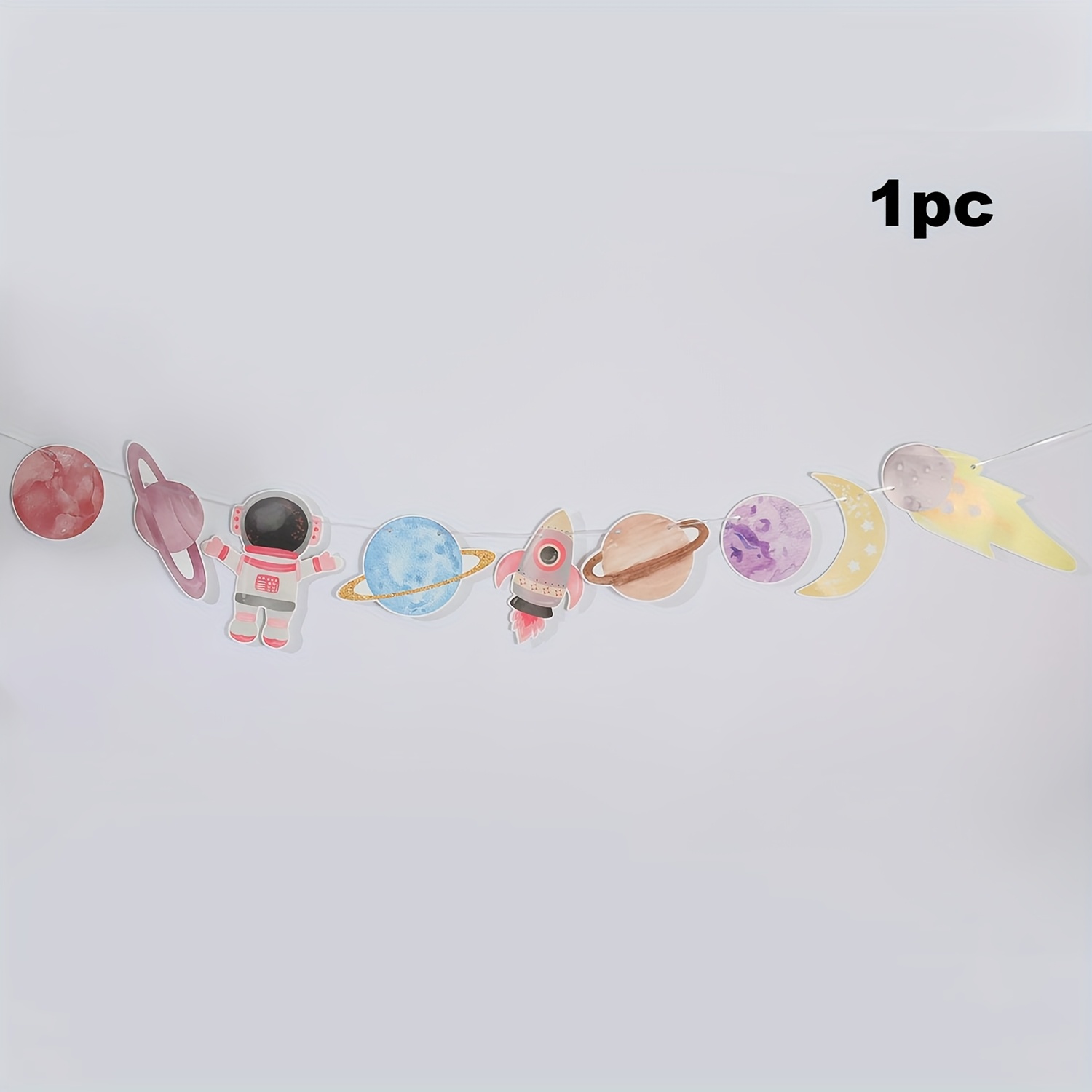 1pc 1pcs Banner & Pennant - Space-themed Party Decorations Suitable For ' Birthdays, Astronomy Parties, Decor - Lightweight Paper Starry With Planets & Stars