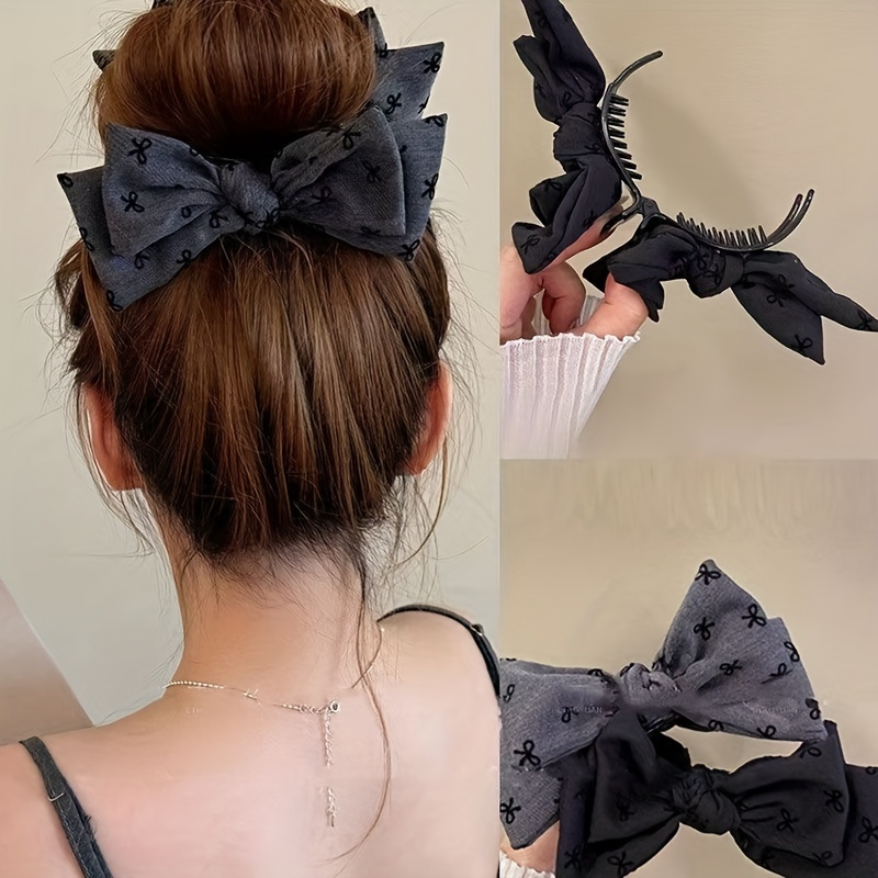 

Elegant Bowknot Hair Clip For Women, Vintage & Chic Style, Rectangular Shape, Single Piece, Colorful Print, Valentine's Day Accessory For Updo & High Ponytail Hairstyles