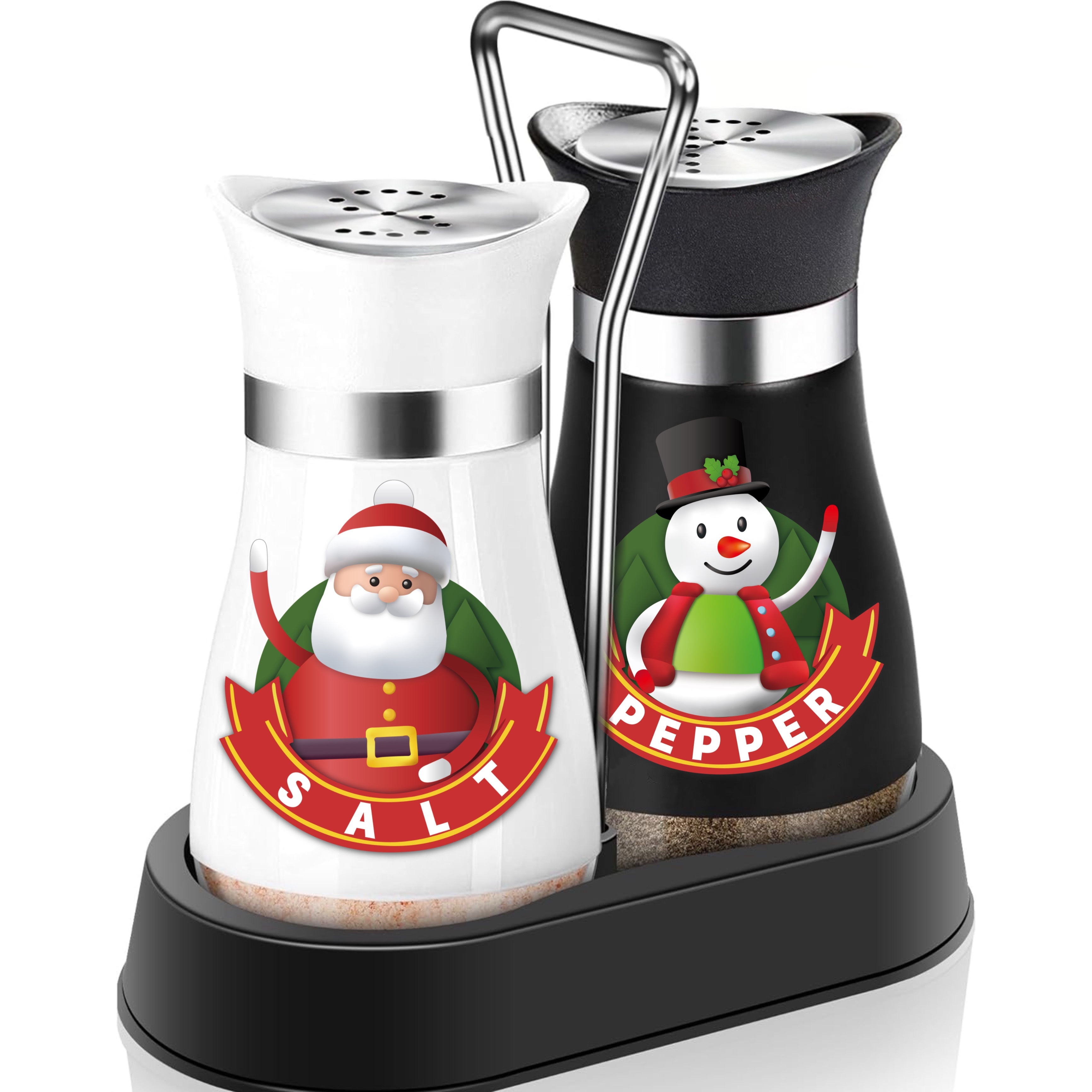 

2pcs/1set Santa Claus And Snowman, 4oz Salt And Pepper Shakers, Suitable For Kitchen Utensils, , Rv, Camping, Bbq, , Christmas Party Holiday Gift, Christmas Gift