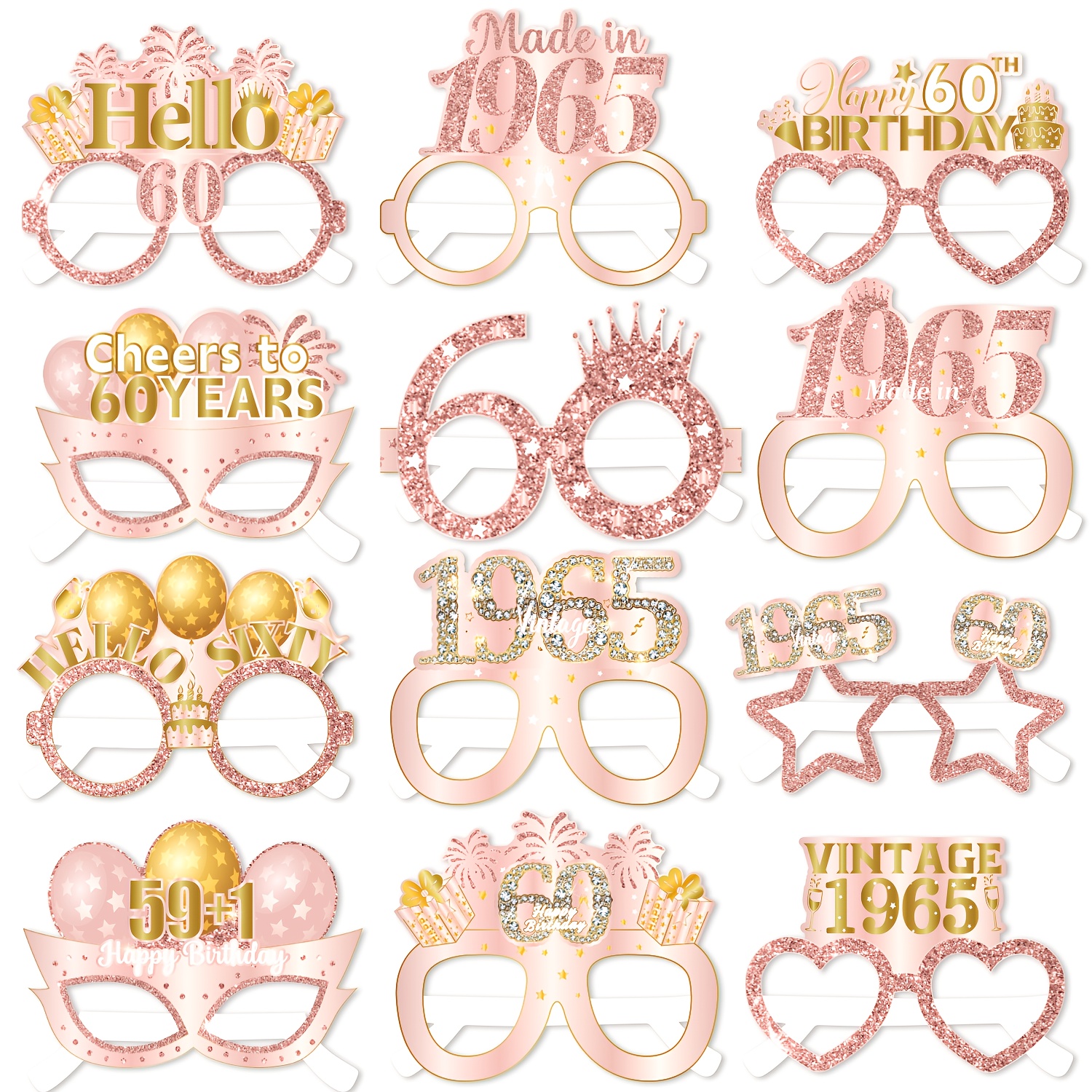 Goldenes Banner 'Happy 60th Birthday' – Glitzer-Banner Für Die 60. Geburtstagsfeier, Inkl. Montage-Werkzeug