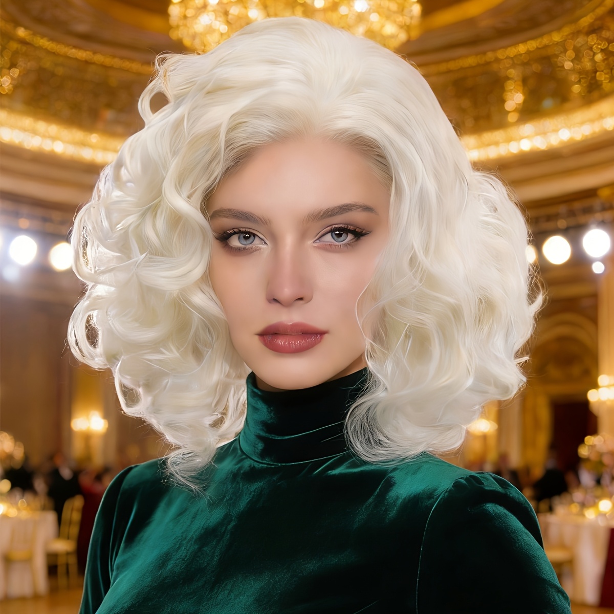Vintage Short Loose Curly Wig | 1950s Theme Party Classic Cosplay Wig, High Temperature Fiber Material