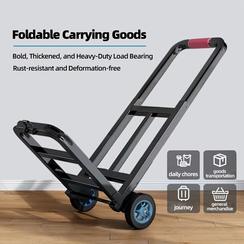 

1pc Heavy-duty Folding Utility Cart, Large Square With Plastic Wheels, Moving And Transport For Home Use, Packages, Water Bottles, And Small Luggage, Packages, Bucket