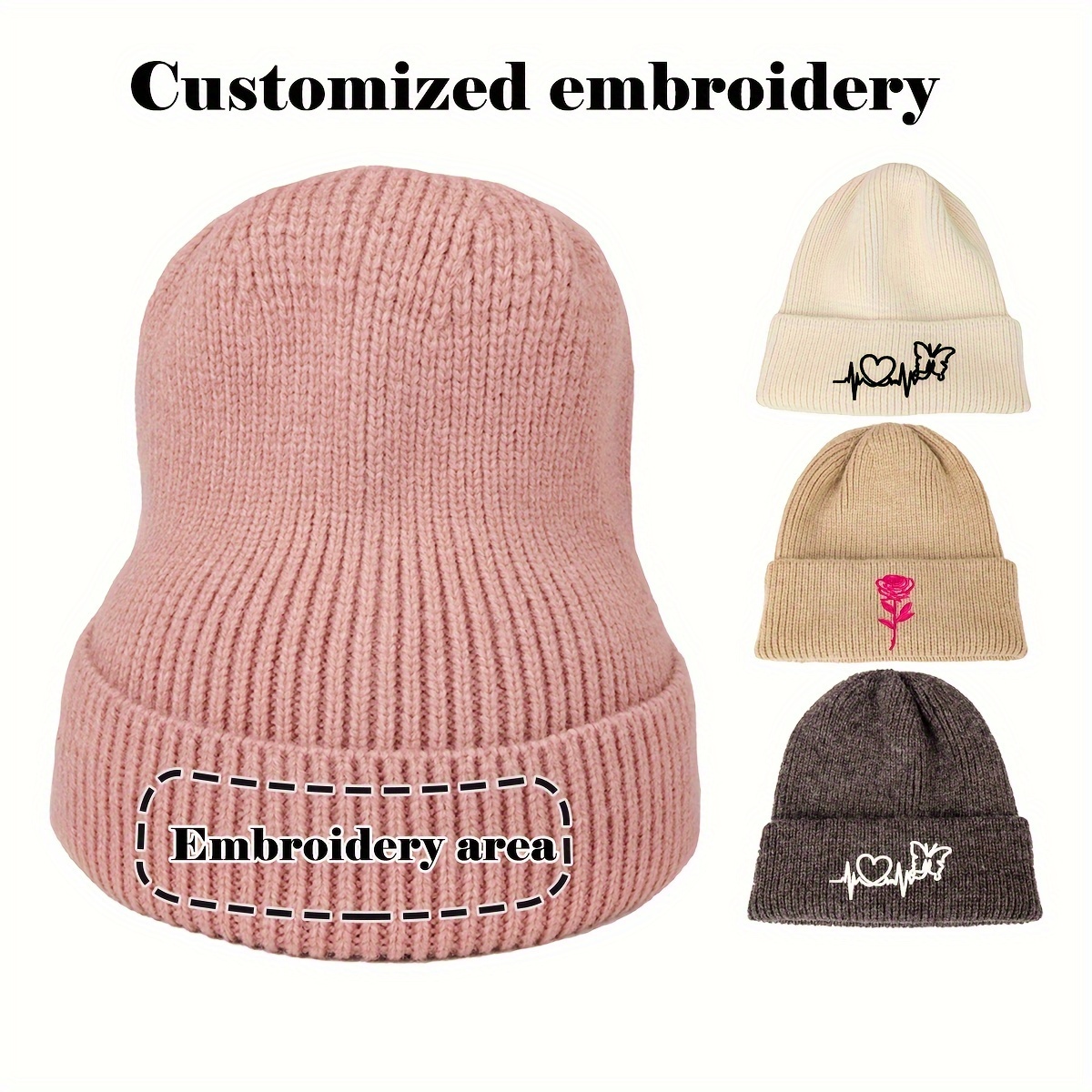 

Customizable Embroidered Knit Beanie, Fit, & For Fall/ - In Multiple