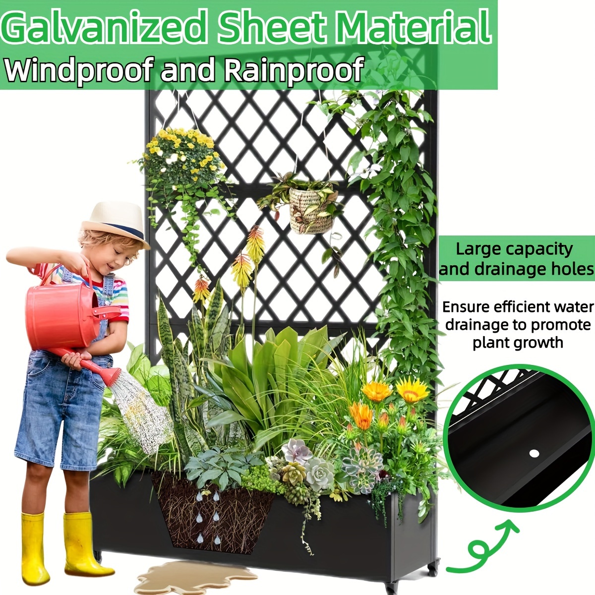 Raised With Trellis Metal Planter Box With Trellis,72\, image size:1200x1200