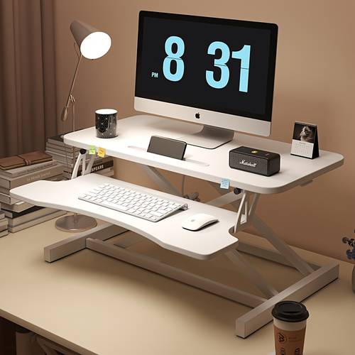 32 standing desk converter height adjustable desk riser with wide keyboard tray ergonomic sit stand workstation for dual monitors no assembly needed