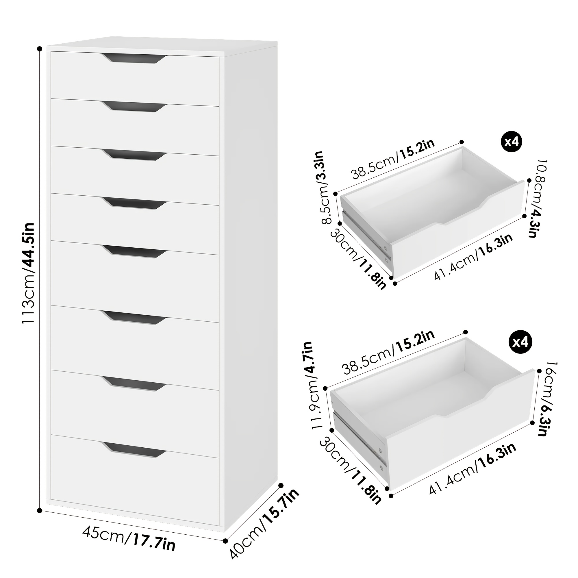 8 Drawer File Cabinet | Wood Filing Cabinet Under Desk, Vertical Small Filing Cabinet Fits Letter, Legal, A4 Size, Contemporary Hardwood, Floor Mount, Assembled, For Home Office