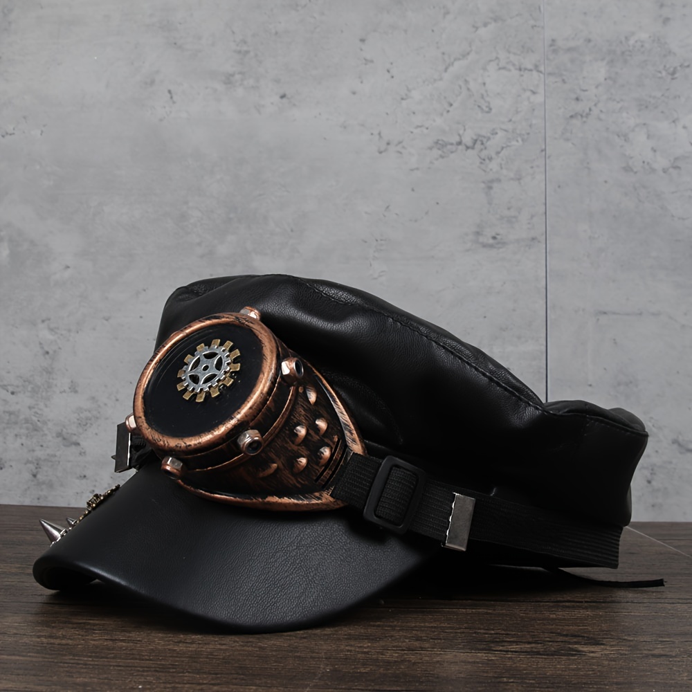 Steampunk Hat, Newsboy Cap, Leather Caps, Baker Boy Cap, Gothic Hat,  Fisherman Cap, Custom Hats for Men, Festival Hat, Custom Leather Hat 