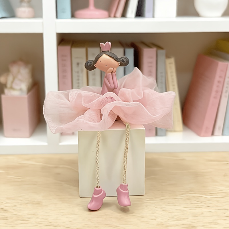 TEMU Statuette da , 1 pz. da 8 pollici seduta con corona, gambe lunghe e gonna, statuetta da festa . Adatta per soggiorno, camera da letto, scrivania