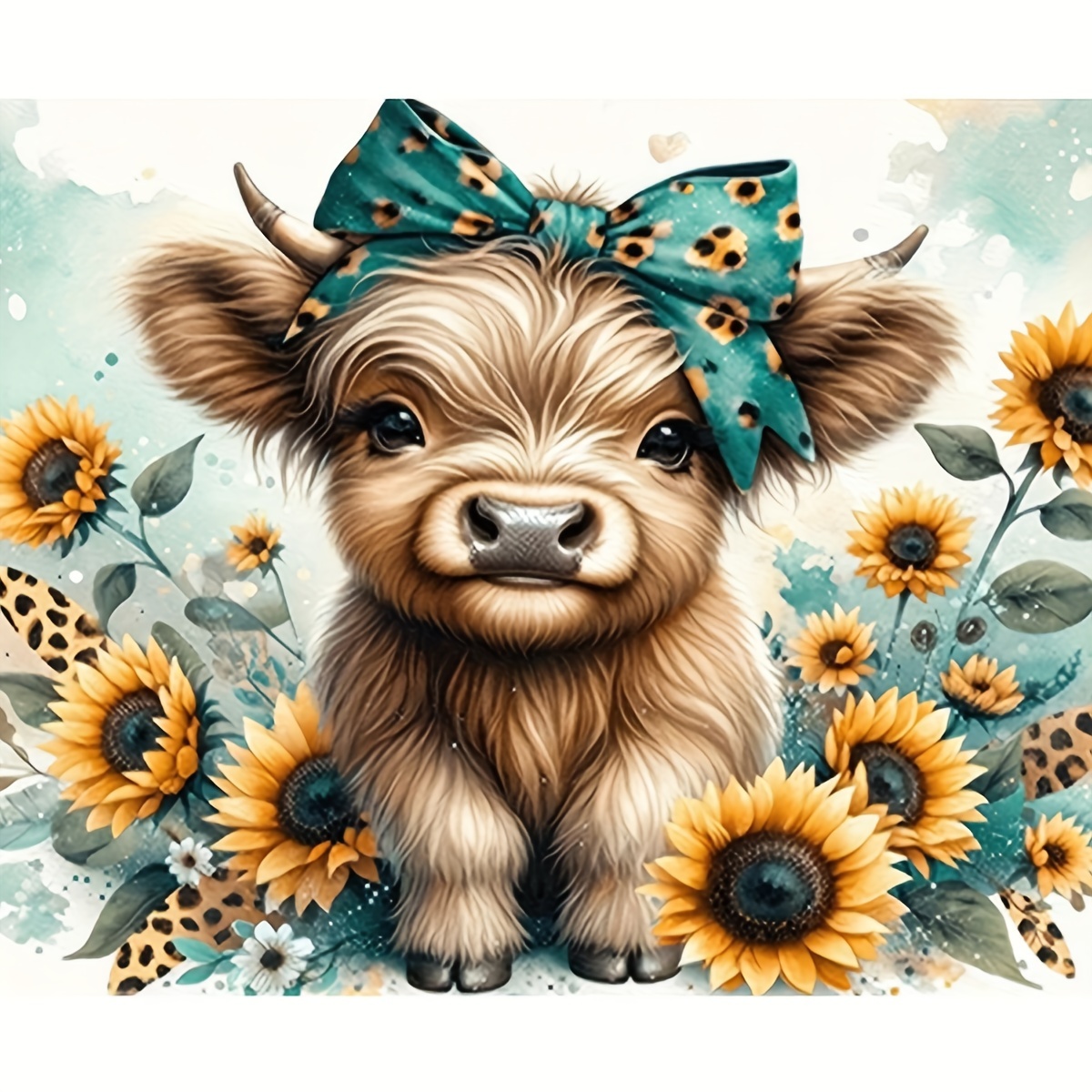 

1pc 7.9*7.9in 5d Diy Diamond Art Painting, Sunflower Cow, Full Diamond Art Painting, Embroidery Kits, Handmade Home Decor