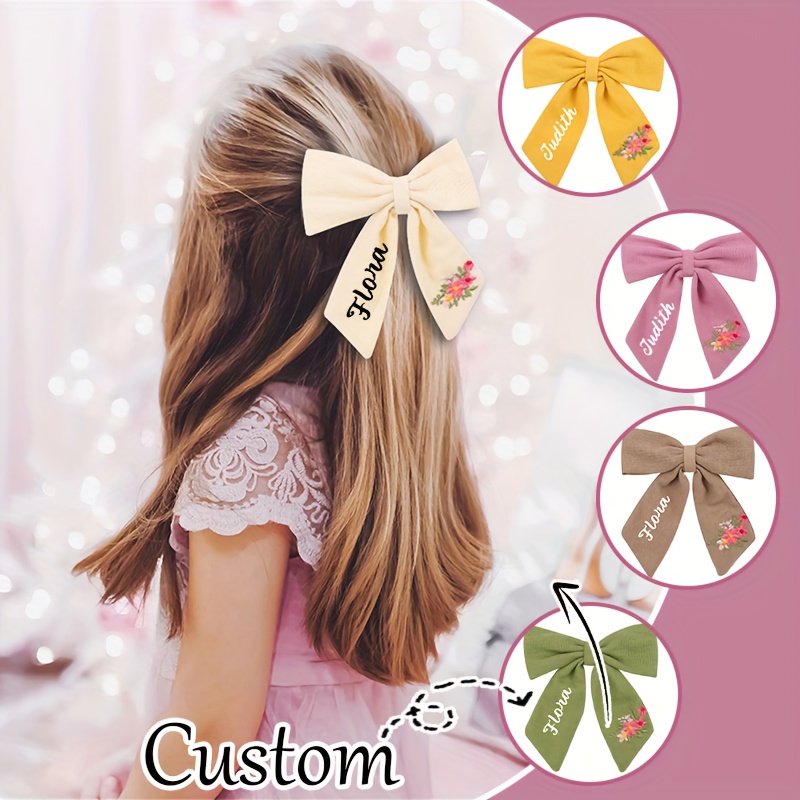2pcs personalized monogram bow hair accessories customizable  display picture 1