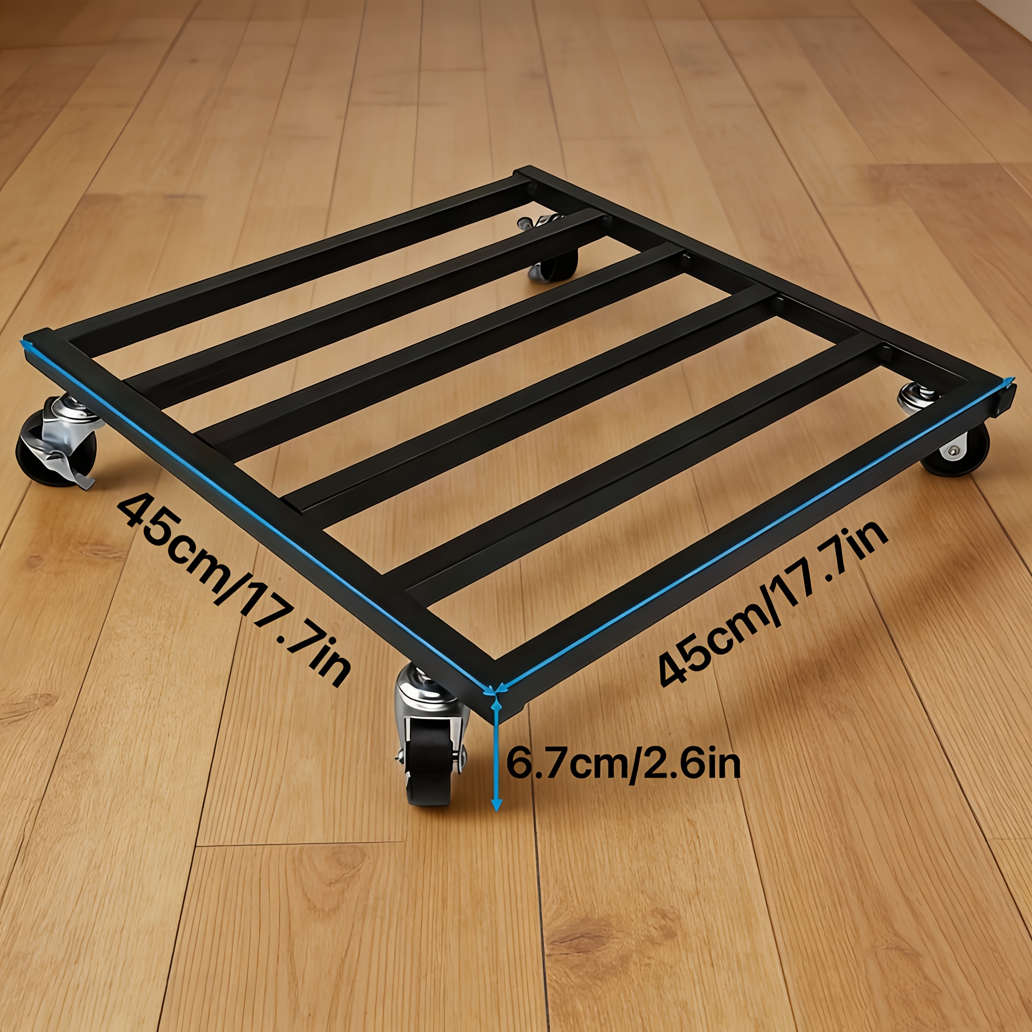 TEMU Heavy-duty Metal Plant Tray With Lockable Wheels, 360° Rotatable Flower Stand Tray, Large Rectangular Flower Pot Tray For Courtyards, Gardens &