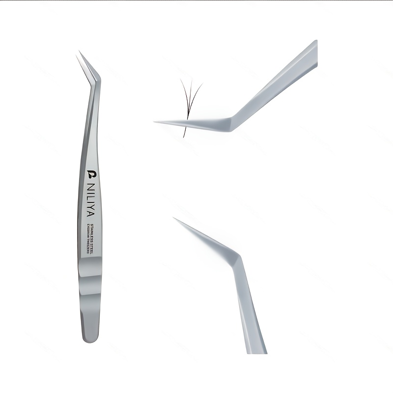 TEMU 1pc Of High-precision Stainless Steel Tweezers, Designed For Beauty Salons, Eyelash Curlers, False Eyelash Extension Tweezers, Featuring A