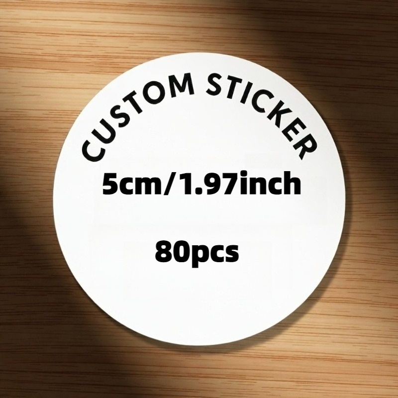 TEMU Custom 3/4/5/6/7/8/9/10/12cm Personalized Stickers, White Background Round Waterproof Label Stickers, Logo, Text, Photo Customization Available,