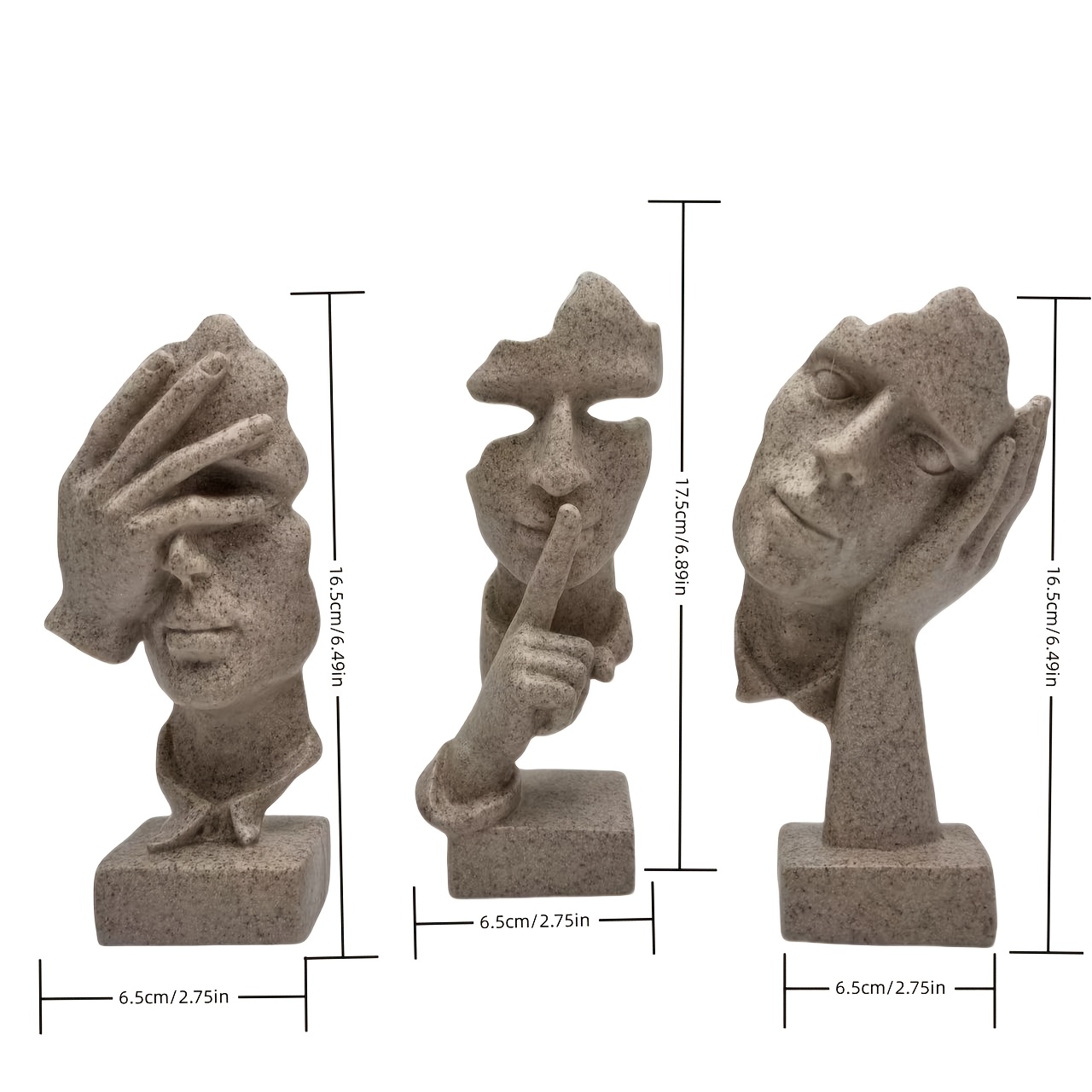 3pcs European handicraft decoration simple abstract character mask, office living room sculpture art decoration