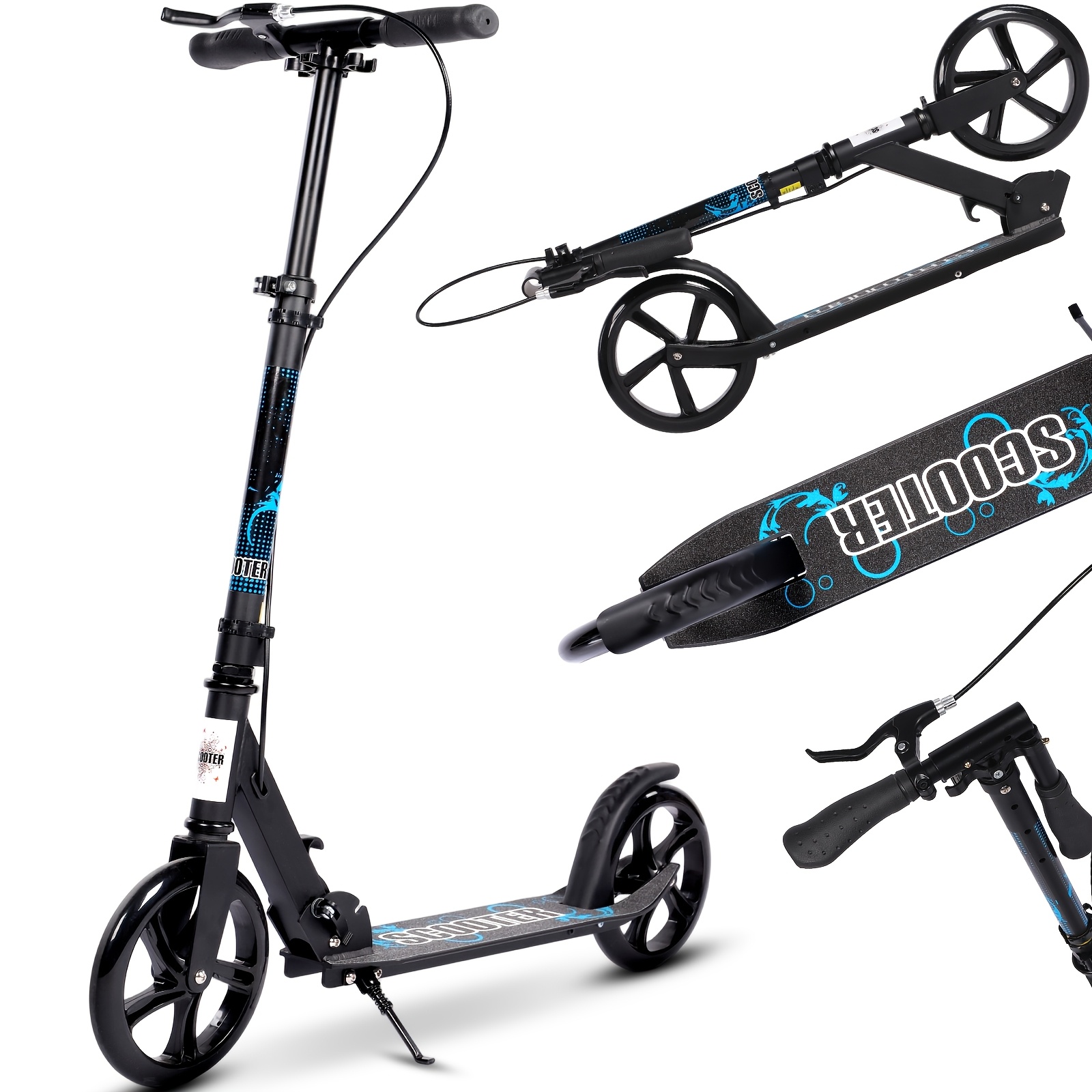 Image of Foldable Adult Kick Scooter With Front Brake, Without Battery