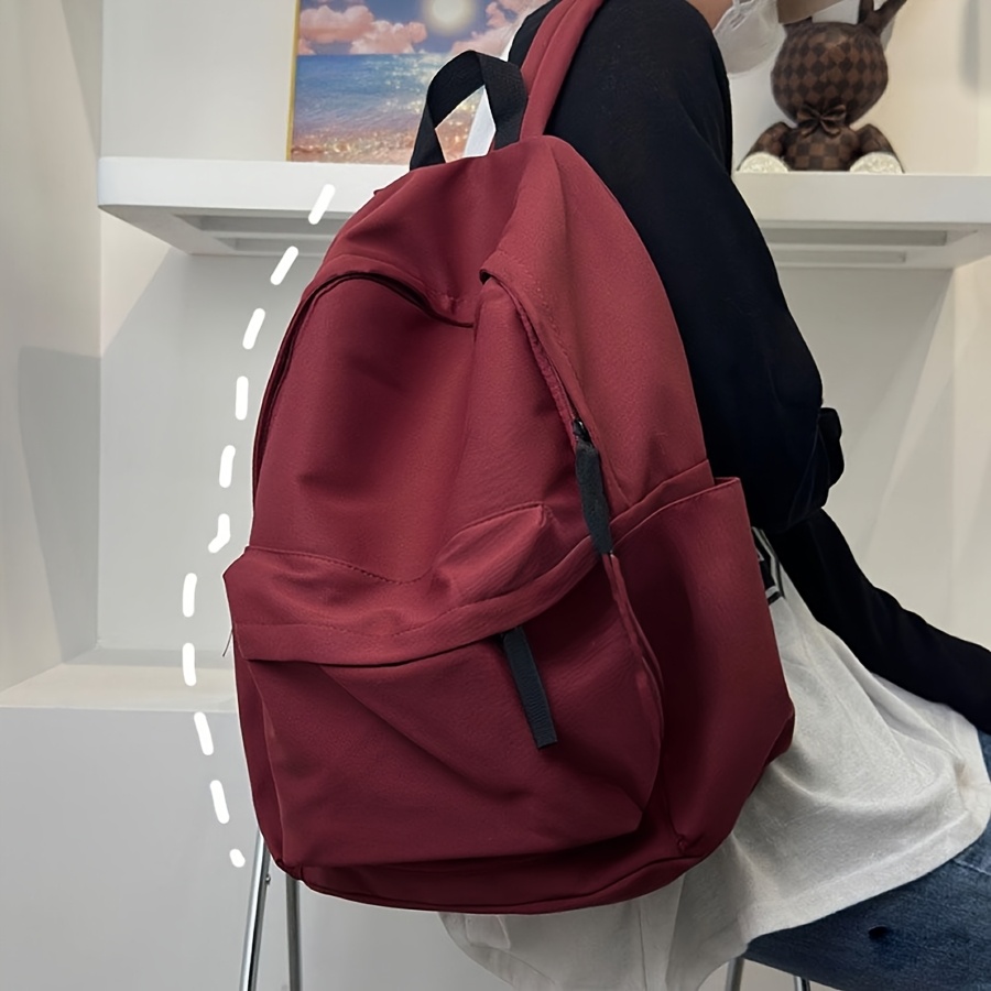 

A Backpack, Laptop Bag, Portable, Large Capacity Simple Solid Color Backpack For Female Students In Middle School, High School, And College, Unisex Design.