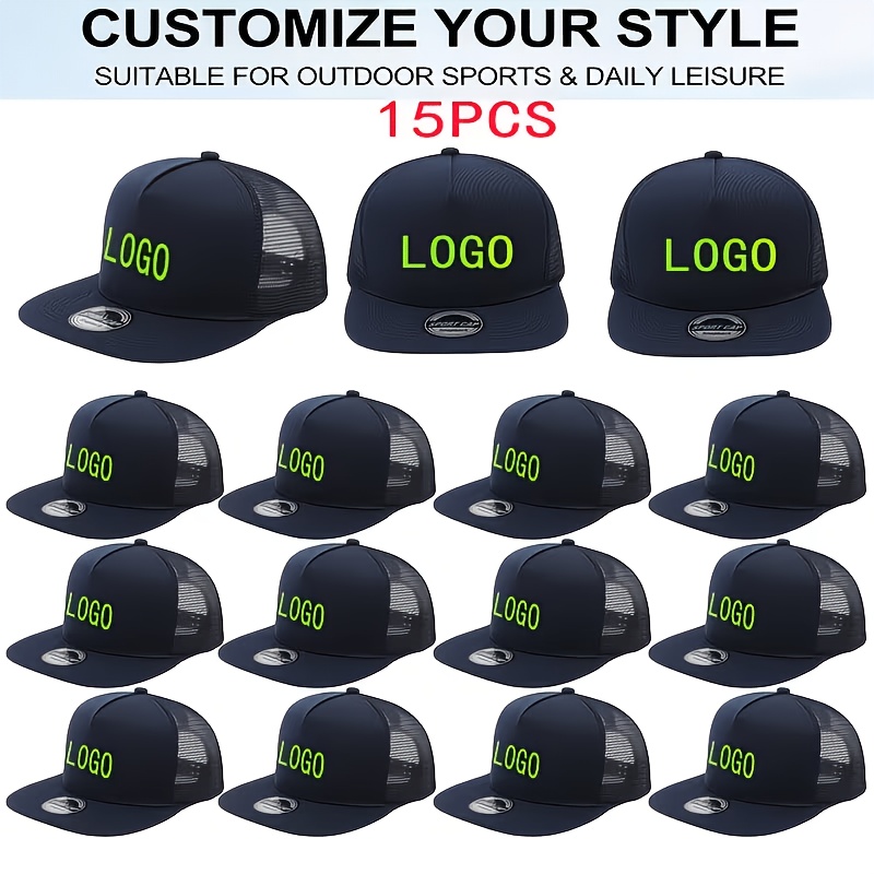 15pcs Personalized Retro Mesh Trucker Hats, Customizable